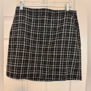 Loft- Black and White Tweed Mini Skirt with Gold Shimmer